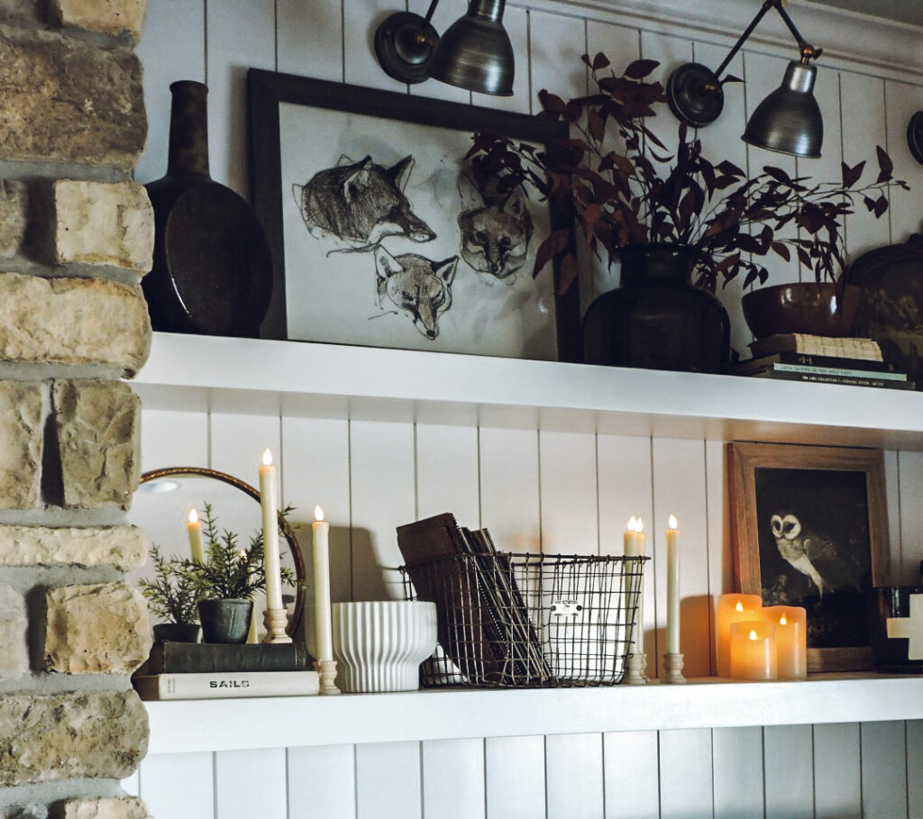 Moody Fall Decor – Open Shelves Living Room - Berry Berry Quite Contrary