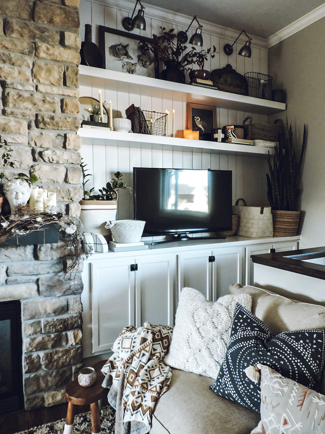 Moody Fall Decor – Open Shelves Living Room - Berry Berry Quite Contrary