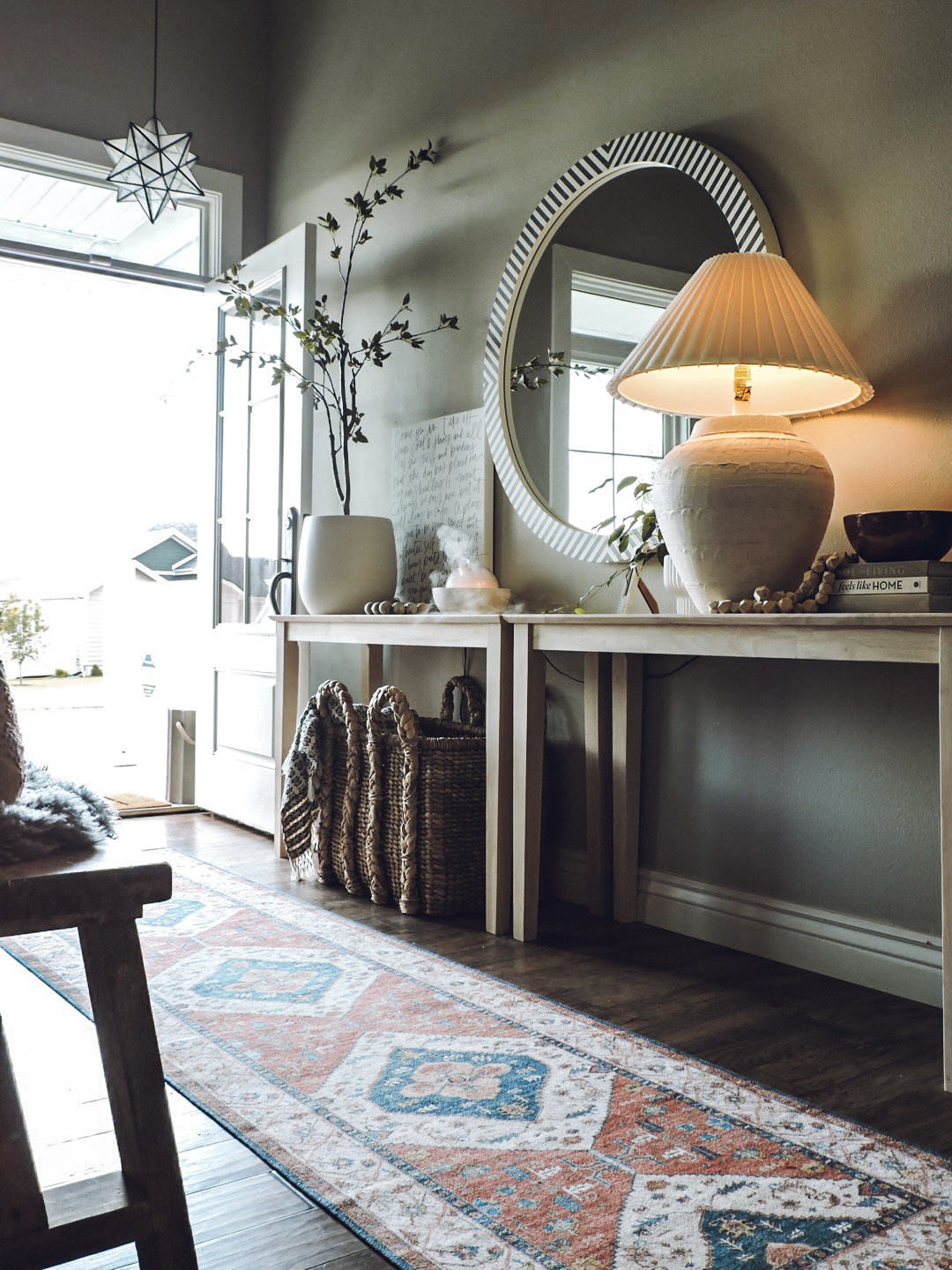 Long Narrow Entryway Idea – Two Console Tables Equals One - Berry Berry ...